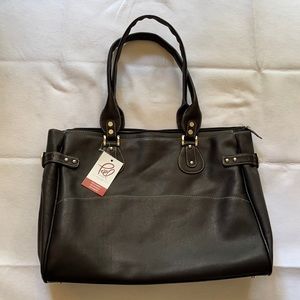 Piel Leather Large Tote / Laptop Bag Black